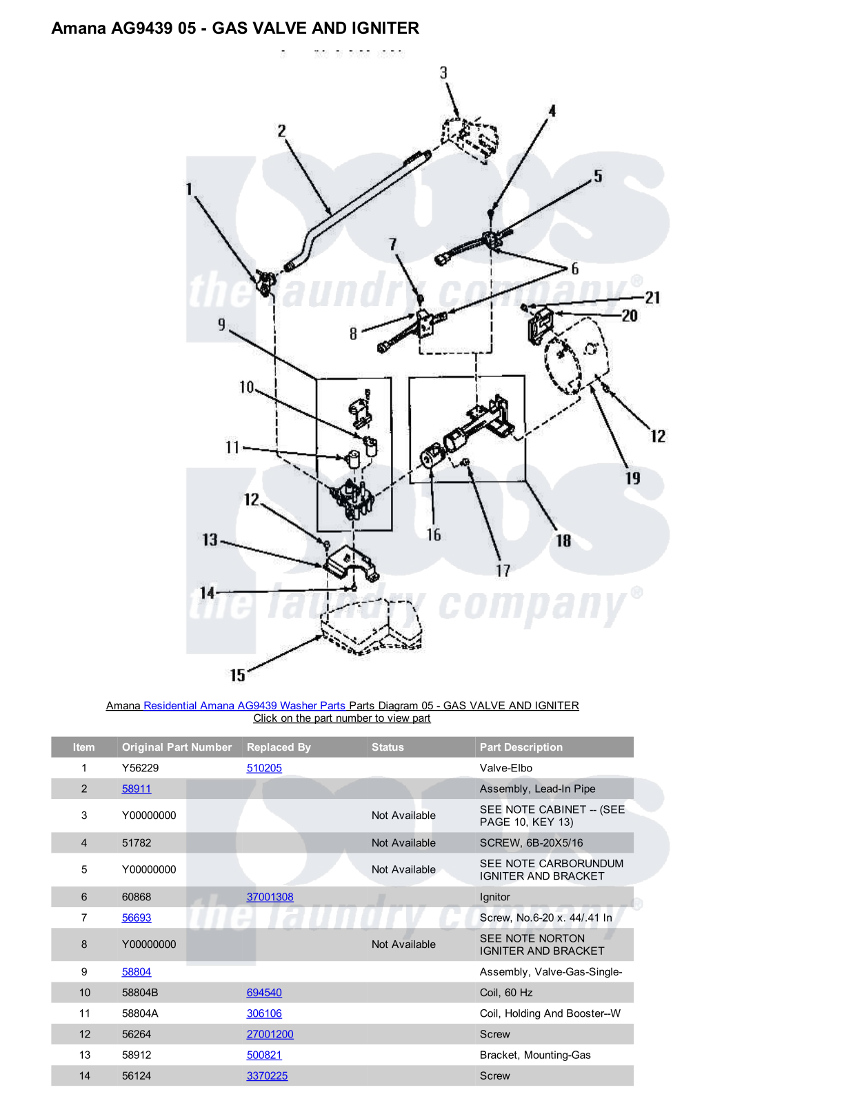 Amana AG9439 Parts Diagram