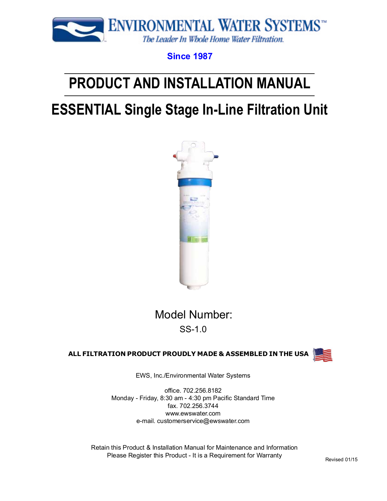 Environmental Water Systems SS-1.0 User Manual