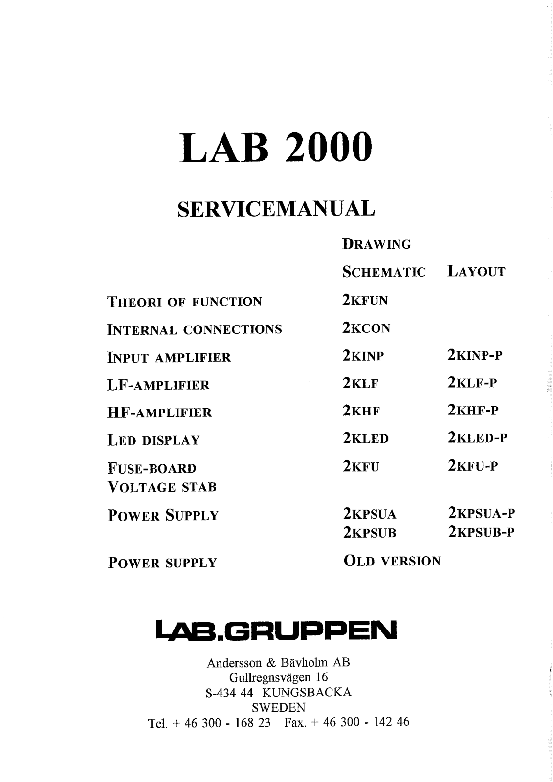 LAB Gruppen LAB-2000 Service manual