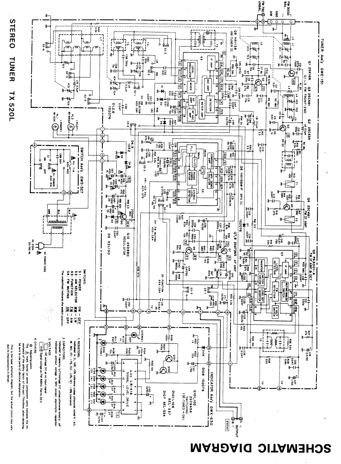 Pioneer TX-520-L Schematic