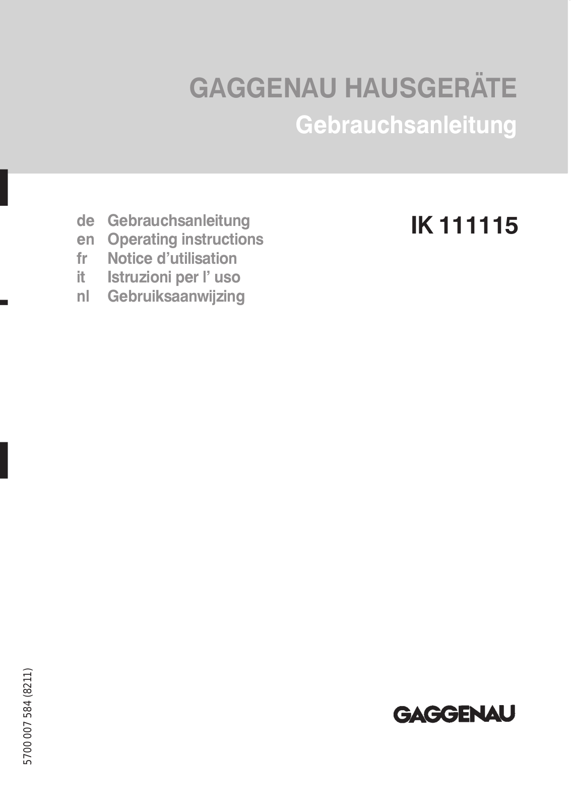 GAGGENAU IK 111115, IK 111 User Manual