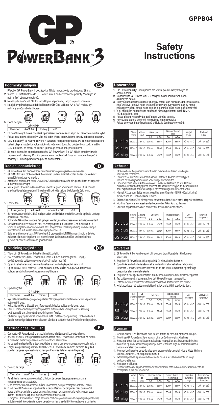 GP BATTERIES PowerBank 3 User Manual