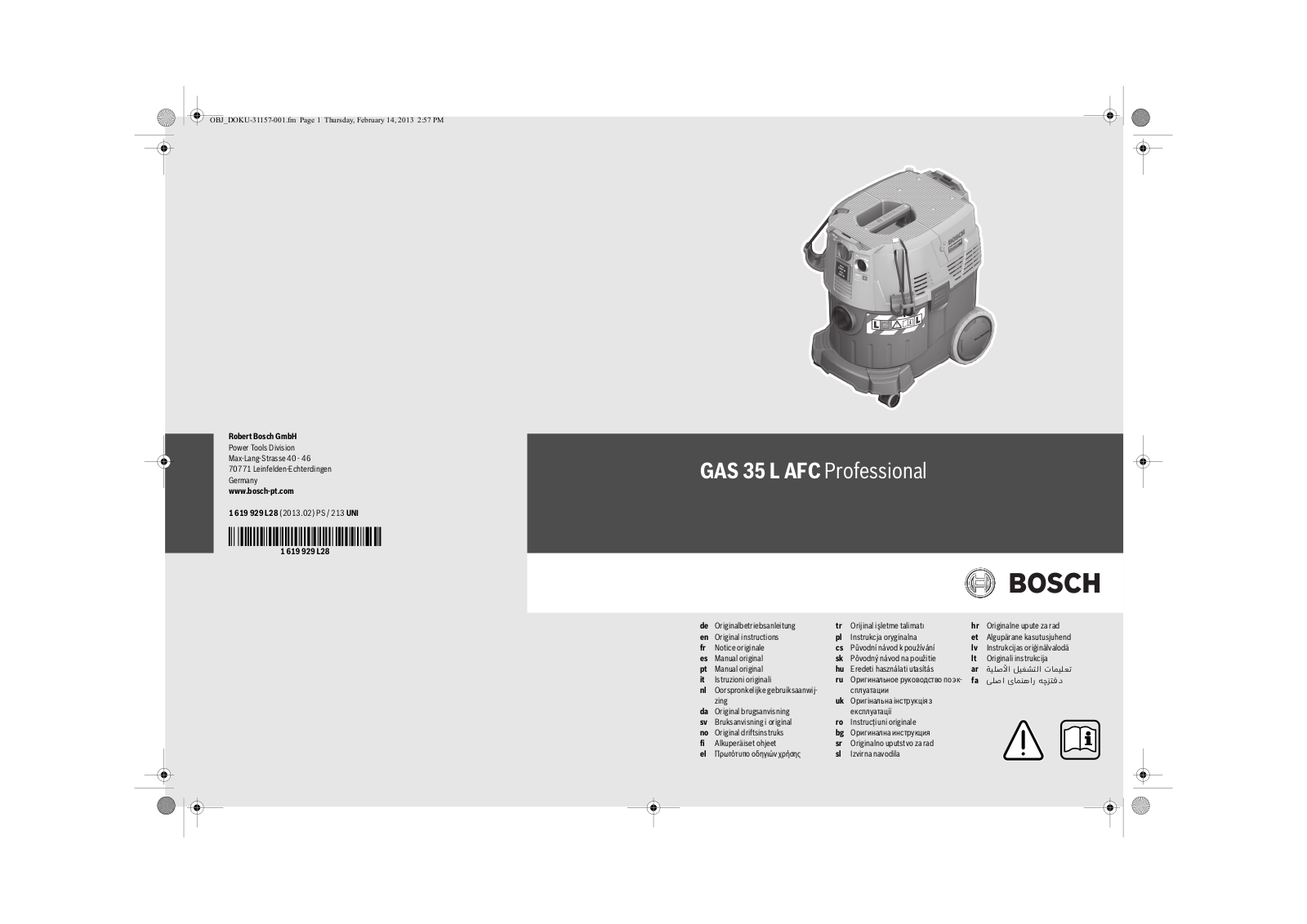 Bosch GAS 35 L AFC Professional User manual