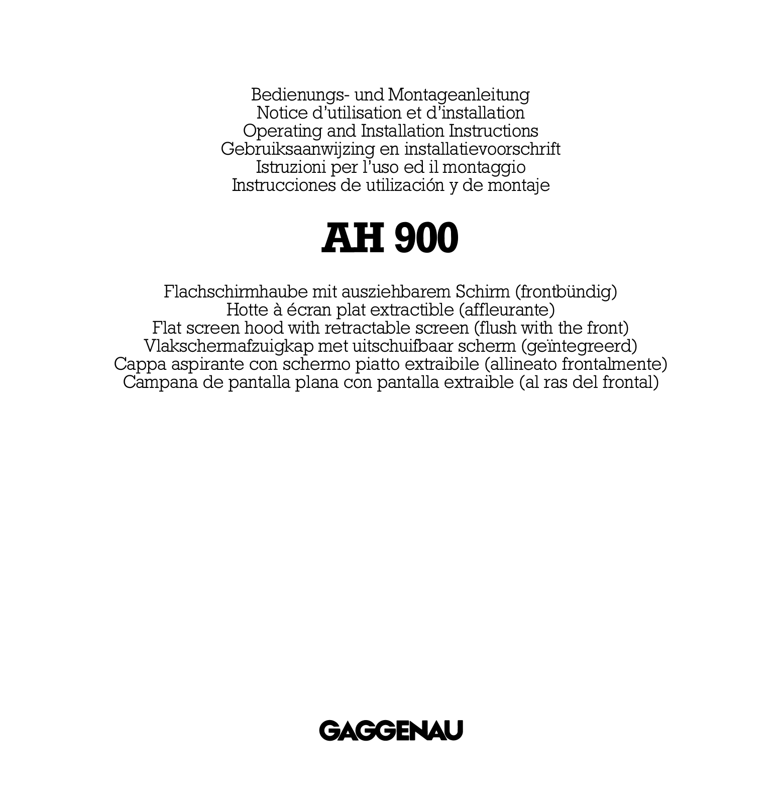 Gaggenau AH900 User Manual