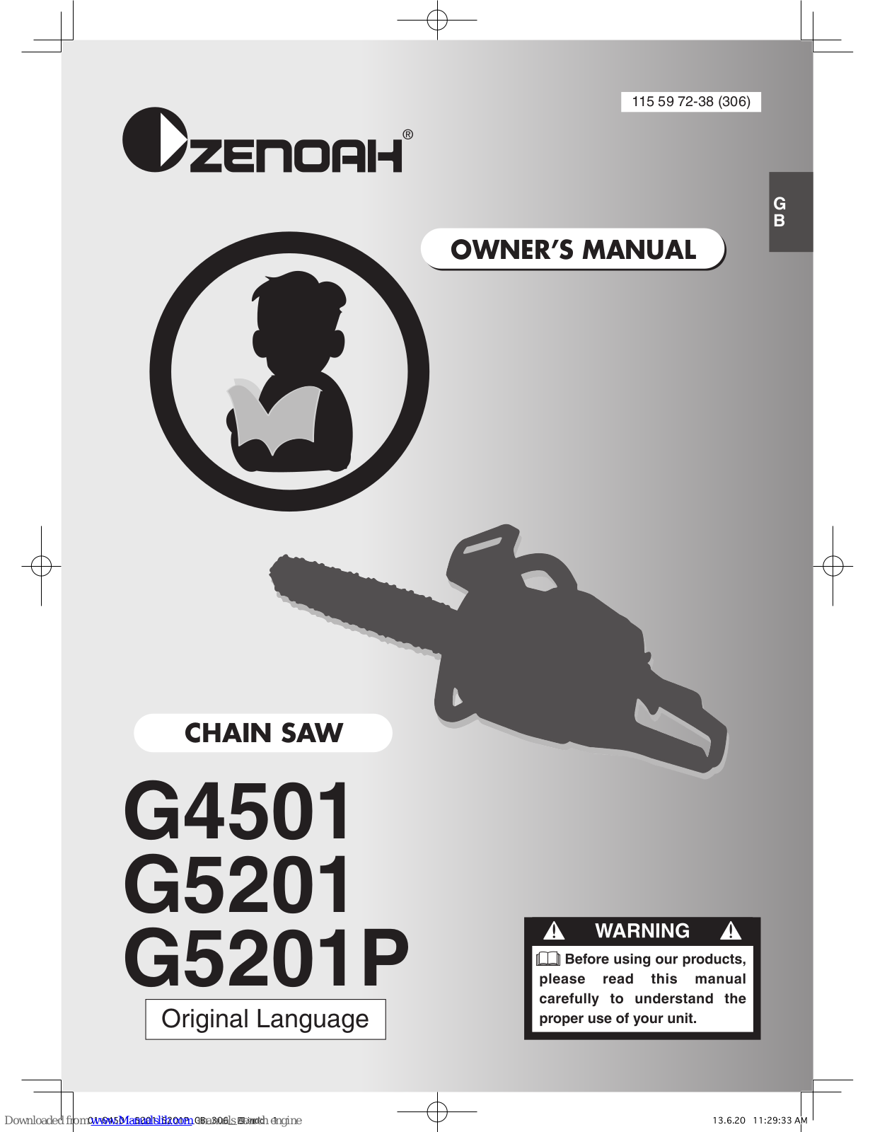 Zenoah G4501, G5201, G5201P Owner's Manual