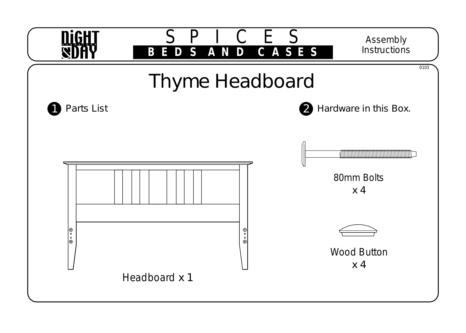 Night & Day Thyme Bed Assembly Instruction