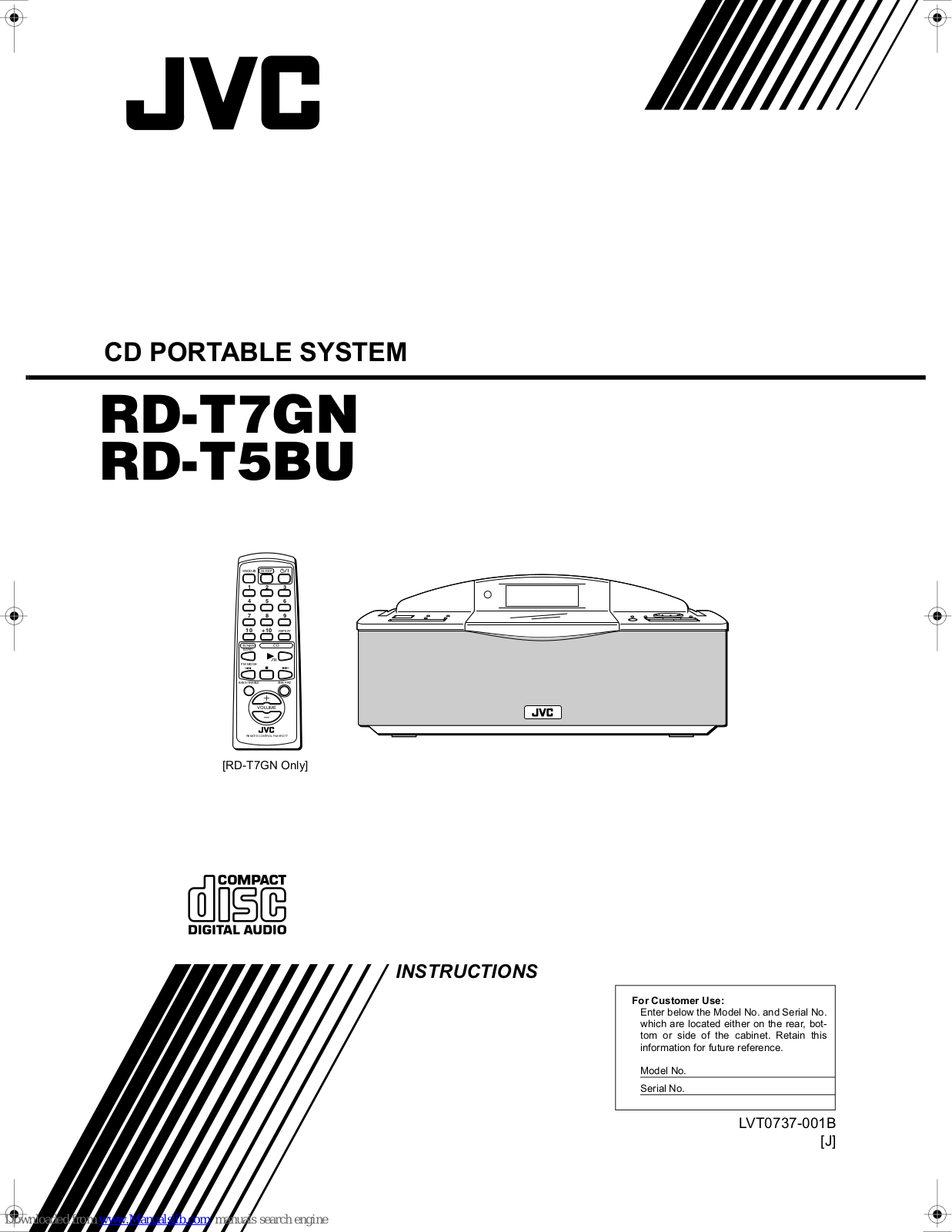 JVC RD-T5BUC, RD-T5BUJ, RD-T7GNC, RD-T7GNJ, RD-T7GN Instructions Manual