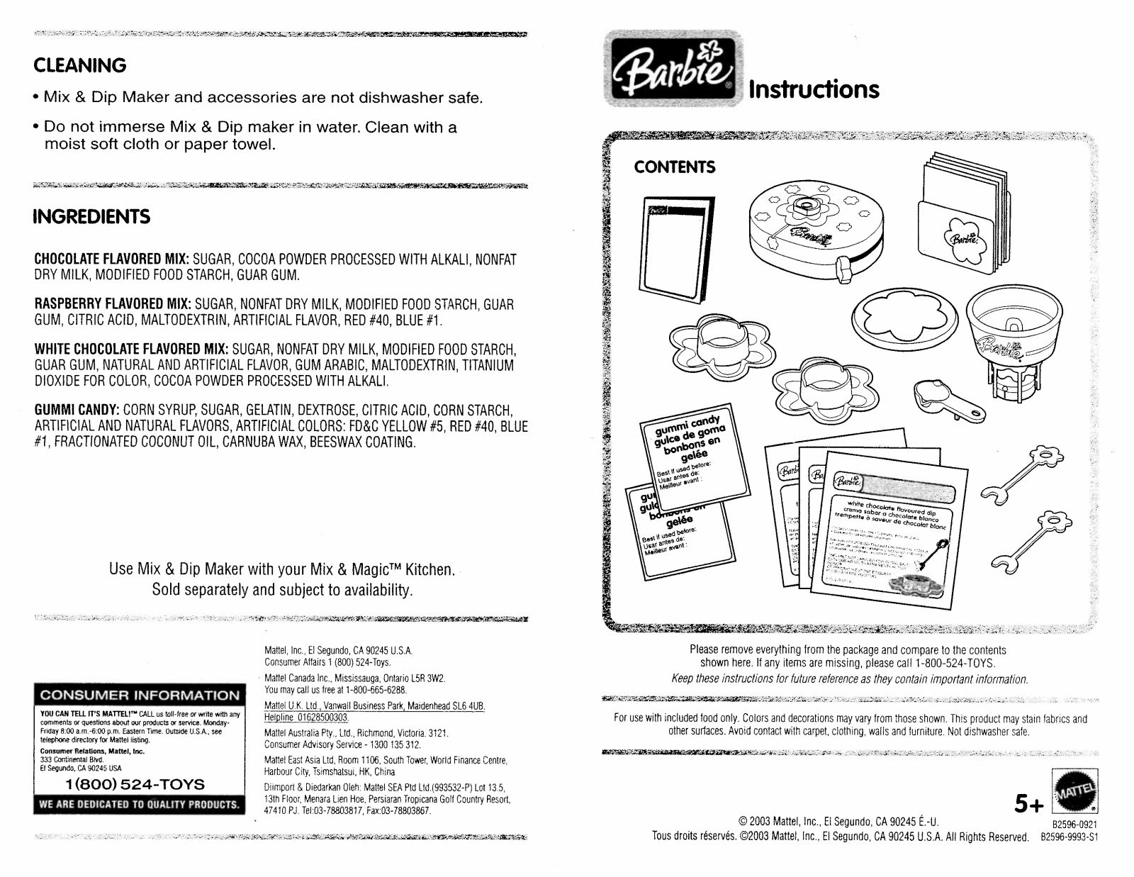 Fisher-Price B2596 Instruction Sheet