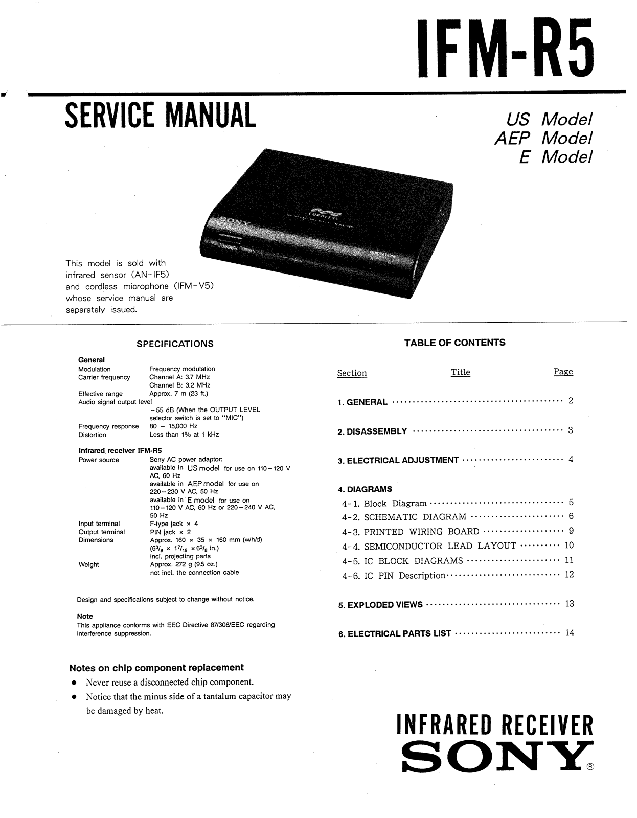 Sony IFMR-5 Service manual