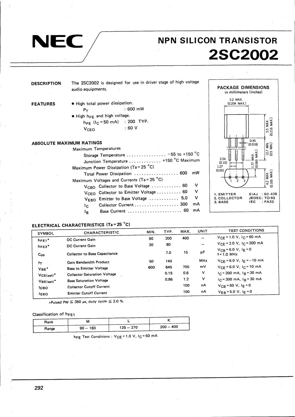 Datasheet 2SC2002 Specification - ManualMachine.com