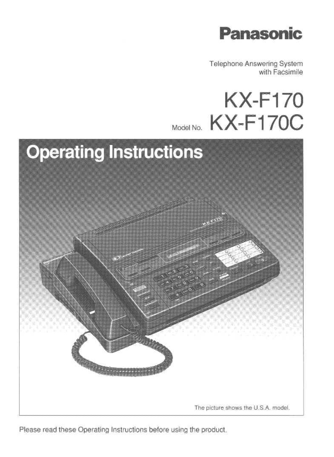 Panasonic KX-F170, KX-F170C Operating Instruction