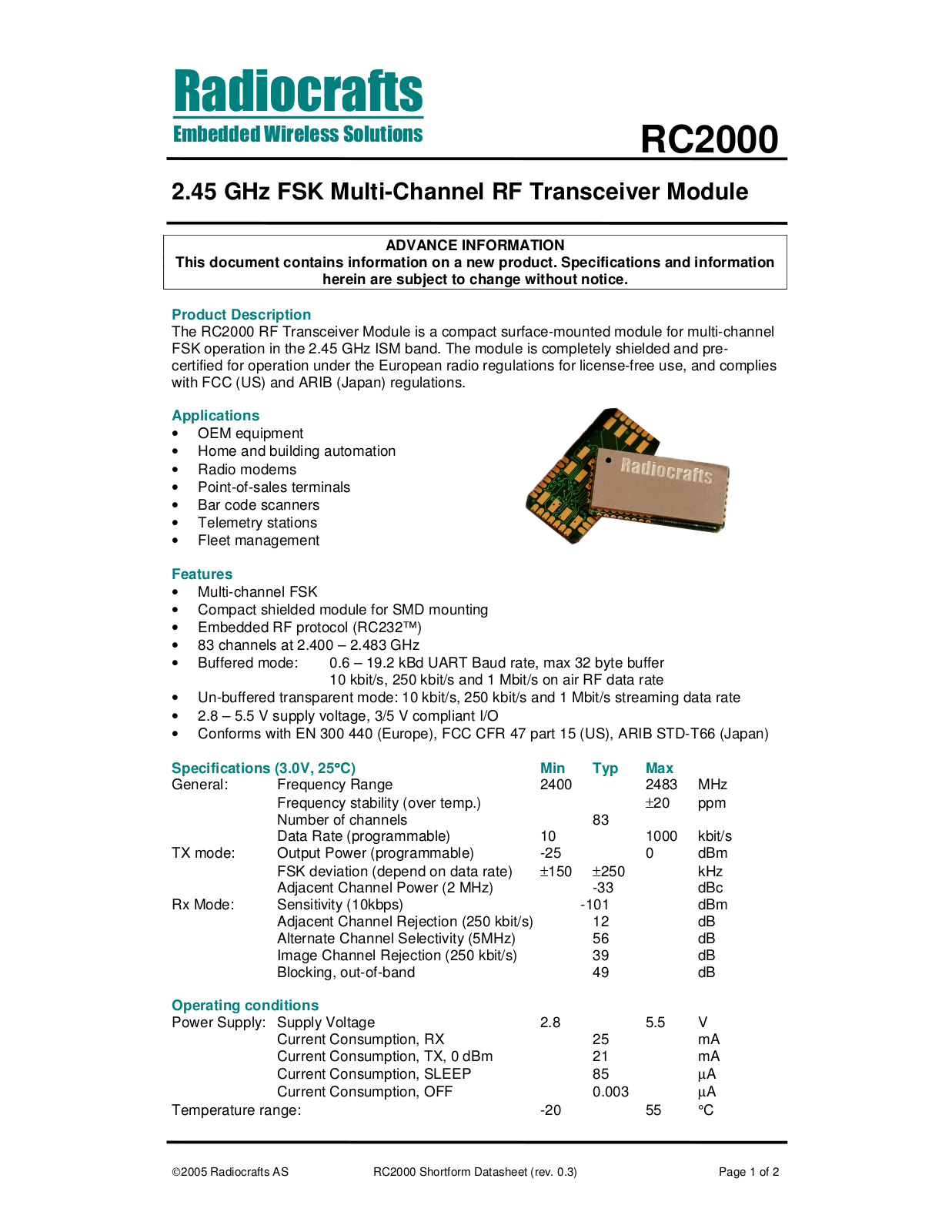 Rainbow Electronics RC2000 User Manual