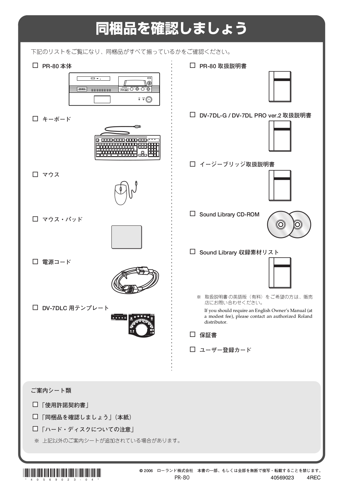 Roland PR-80 User Manual