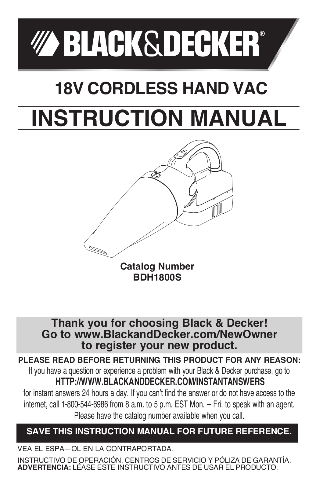 Black & Decker BDH1800S User Manual