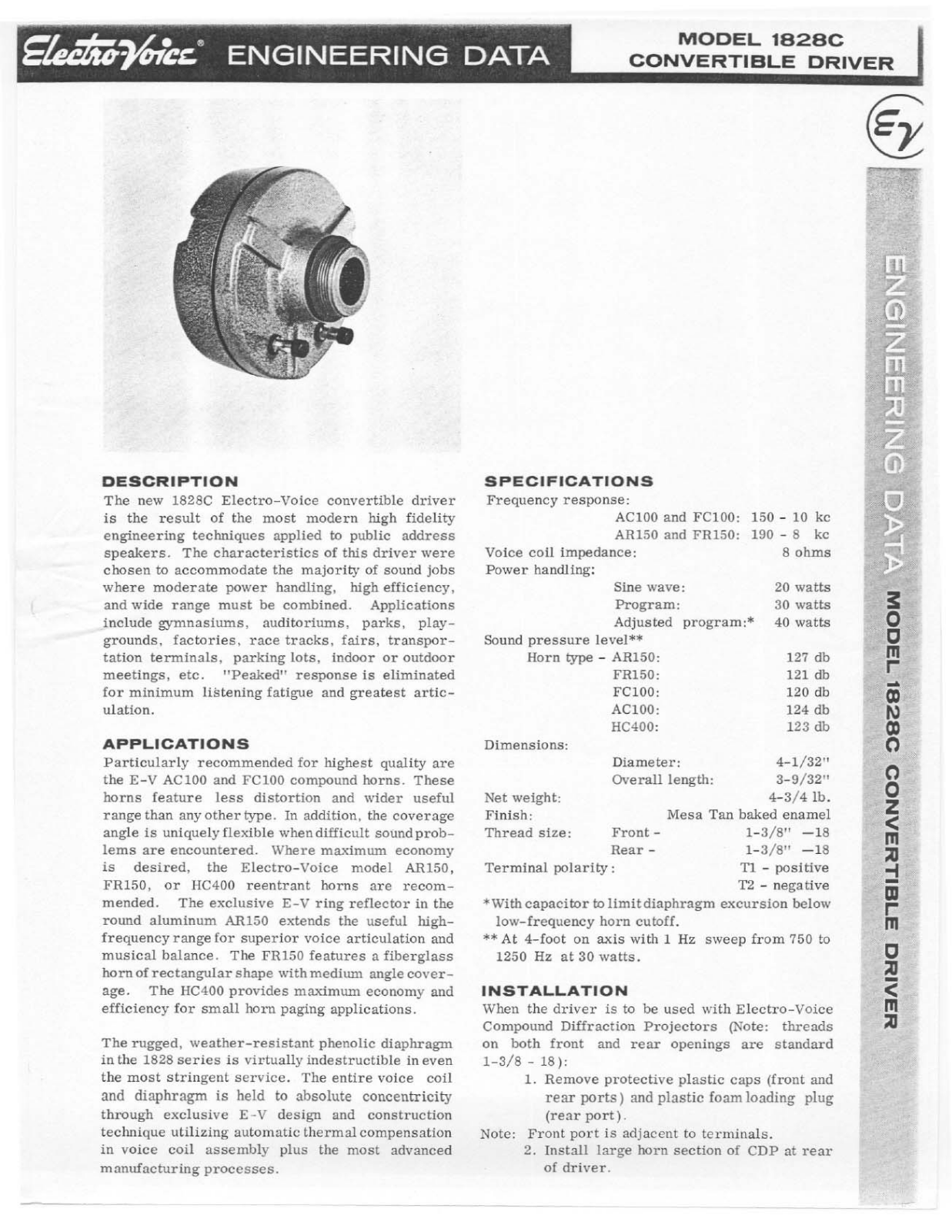 Electro-voice 1828C User Manual