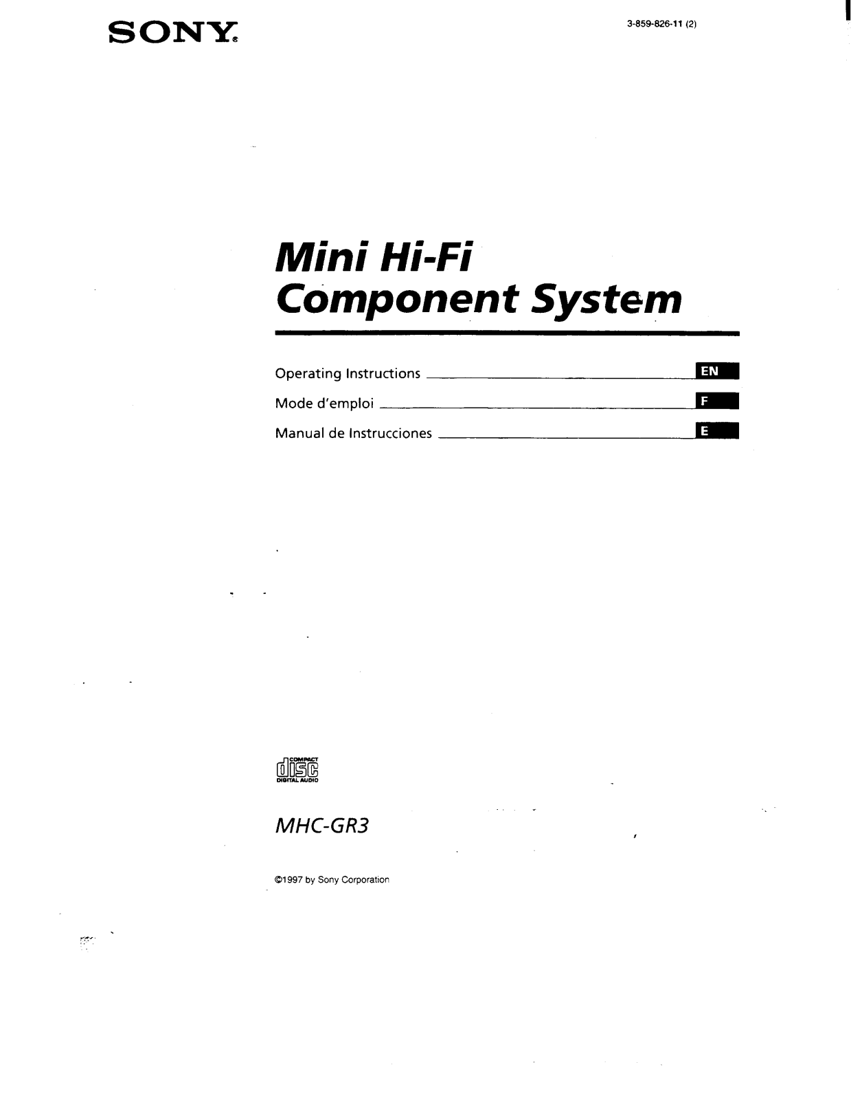 Sony MHC-GR3 Operating Manual