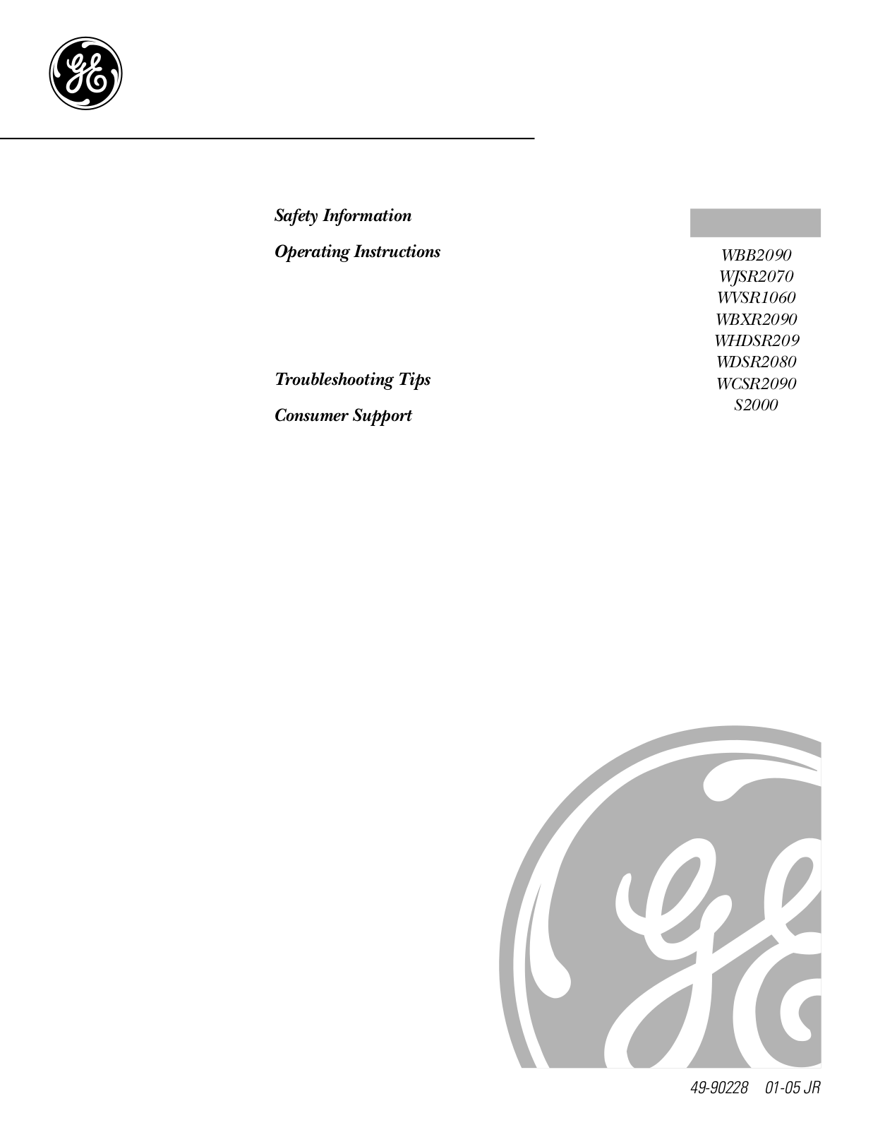 GE WBB2090, WHDSR209 User Manual - ManualMachine.com