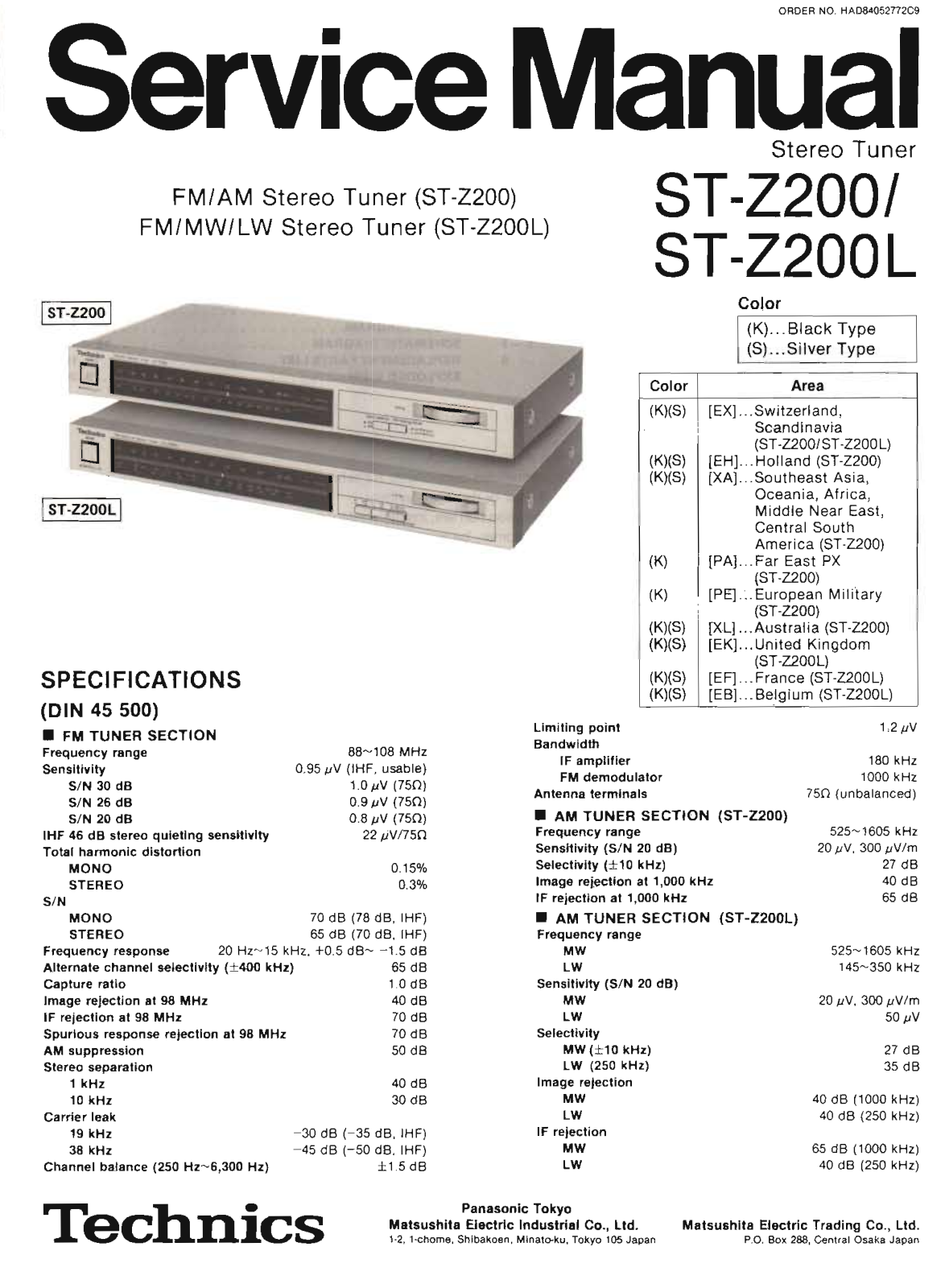 Technics ST-Z-200 Service Manual