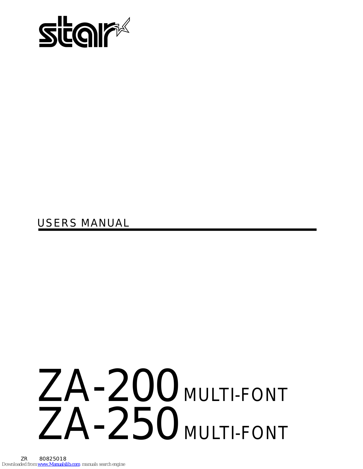 Star Multi-Font ZA-200, ZA-250 User Manual - ManualMachine.com