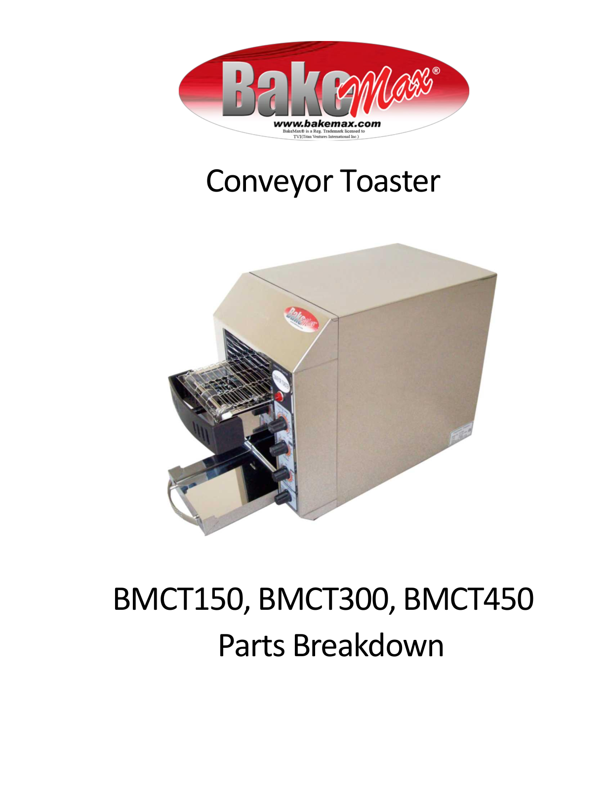 Bakemax BMCT150, BMCT300, BMCT450 Parts List