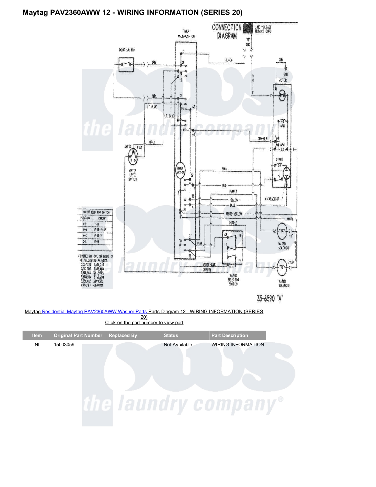 Maytag PAV2360AWW Parts Diagram