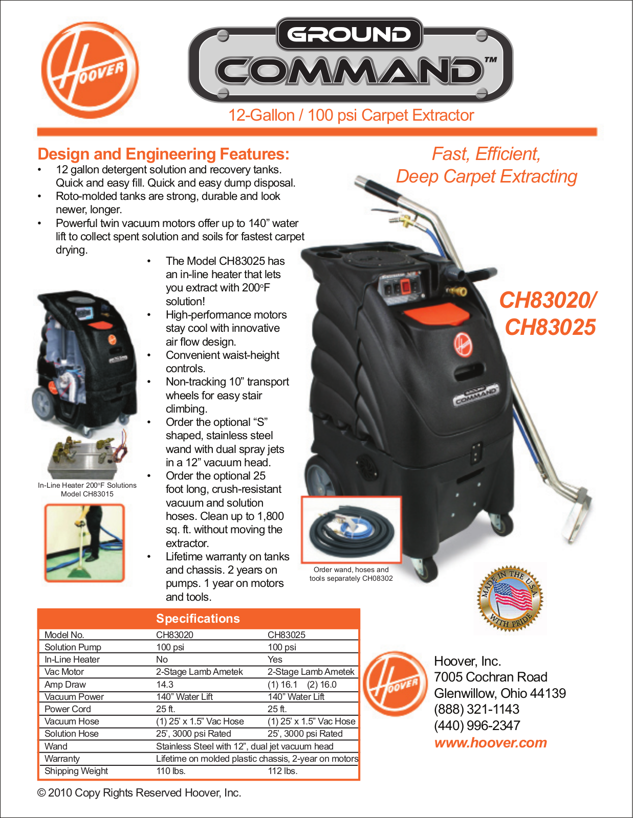 Hoover CH83020, CH83025 DATASHEET