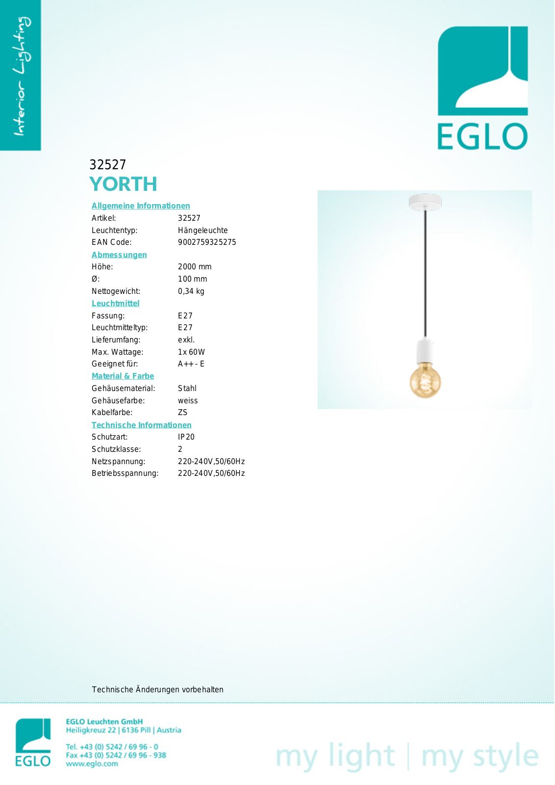 Eglo 32527 Service Manual