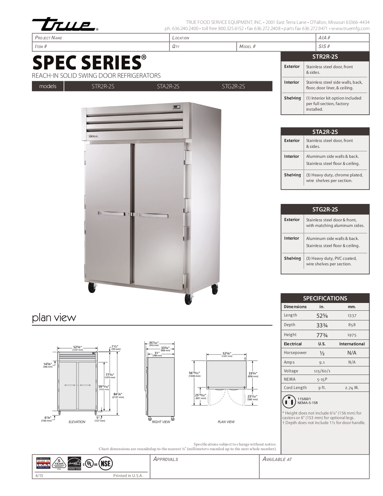 True STA2R-2S User Manual