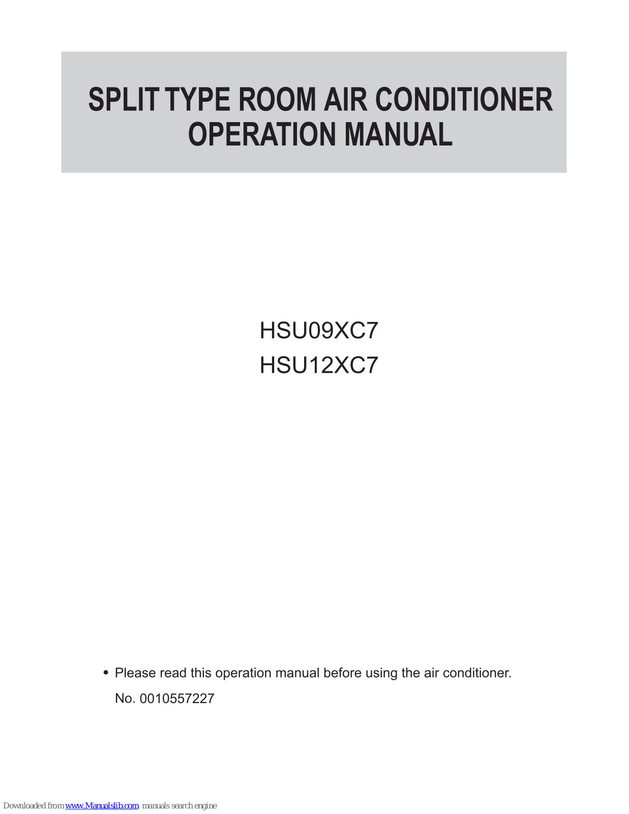 Haier HSU12XC7 Operation Manual