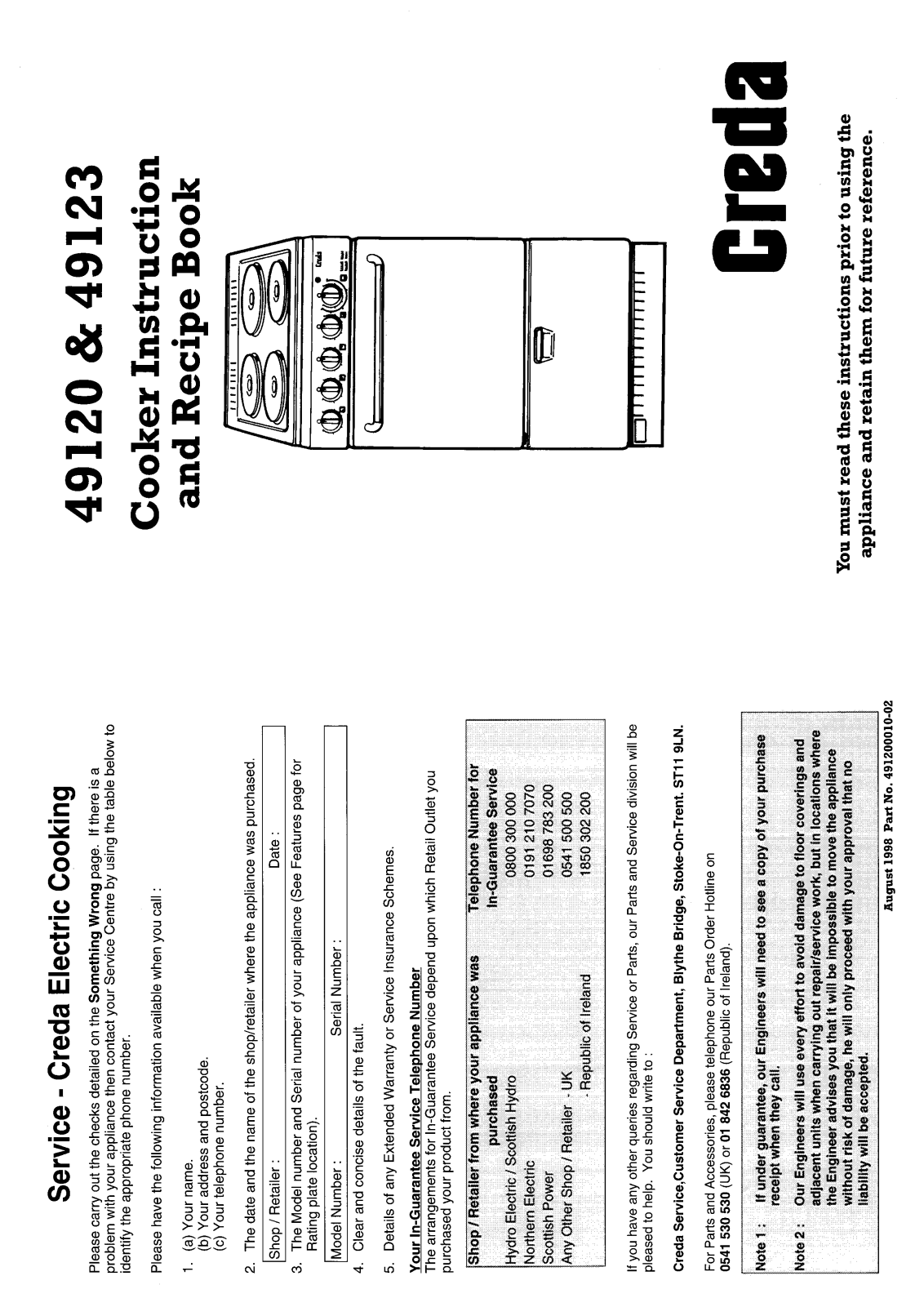 Creda HB49123 User Manual