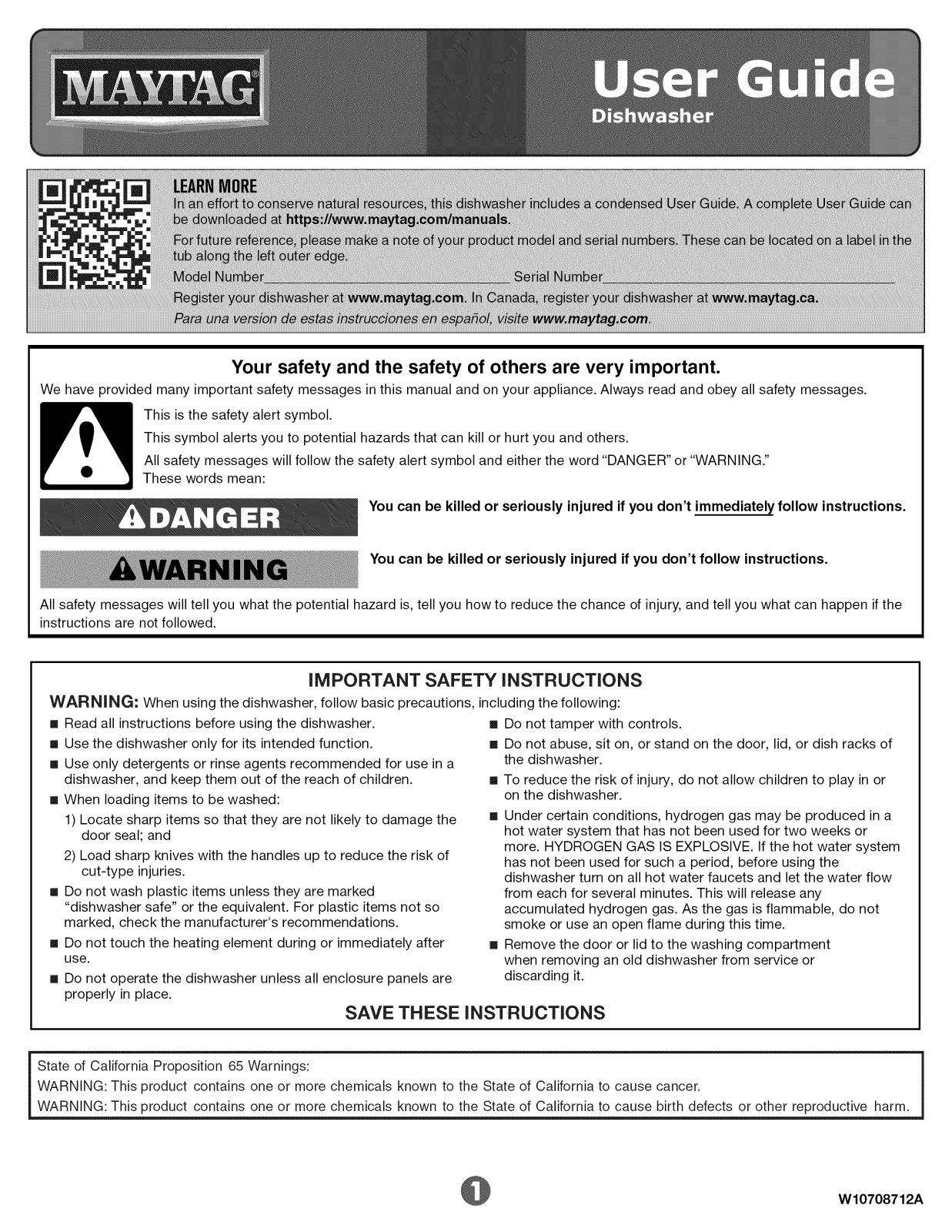 Maytag MDB8979SFZ0, MDB8979SEZ1, MDB8979SEZ0 Owner’s Manual