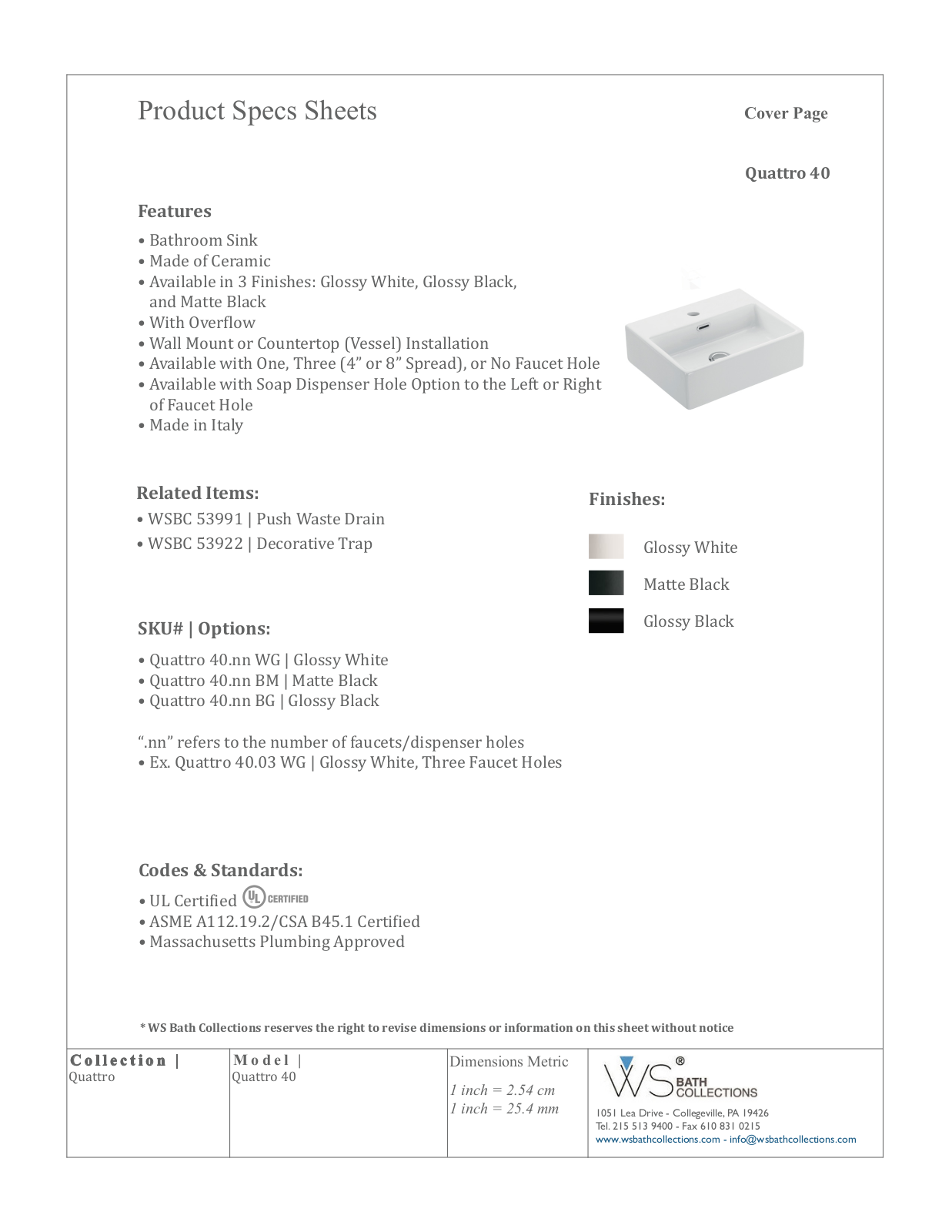 WS Bath Collections WSO3432 Specifications - ManualMachine.com