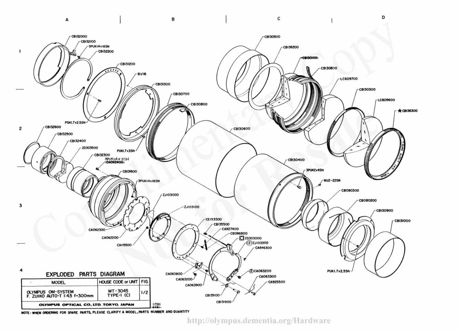 OLYMPUS 300mm f4.5 Service Manual