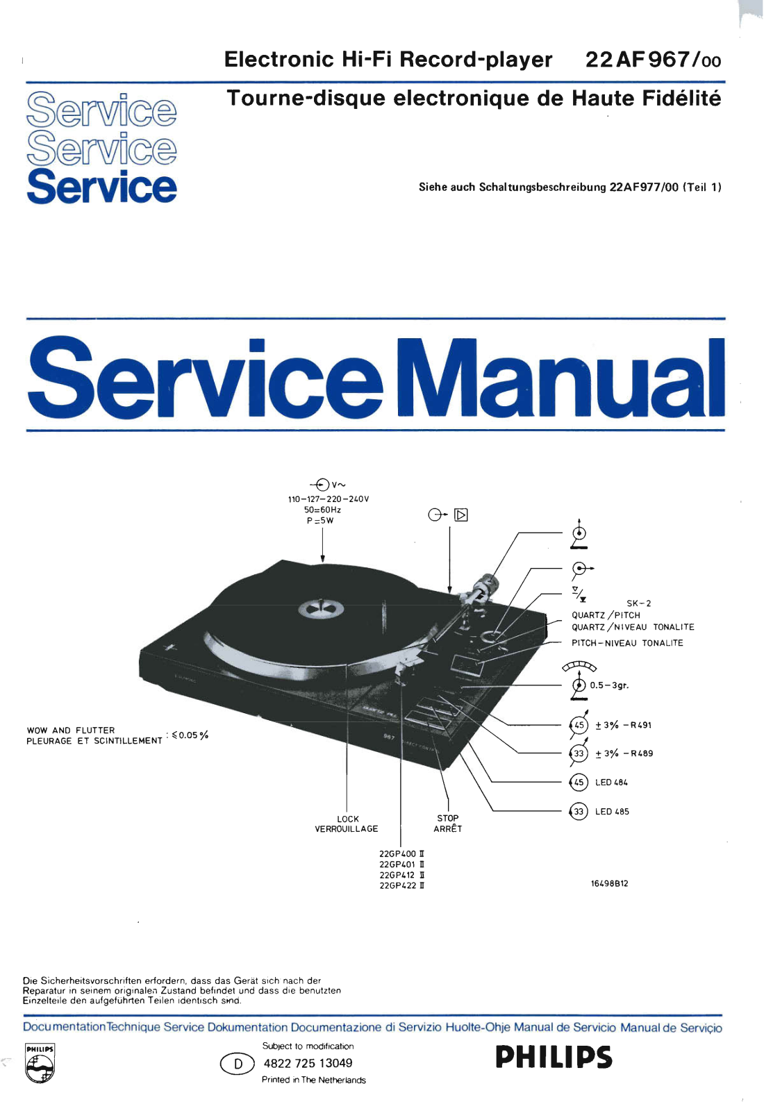 Philips 22AF967-2 Schematic