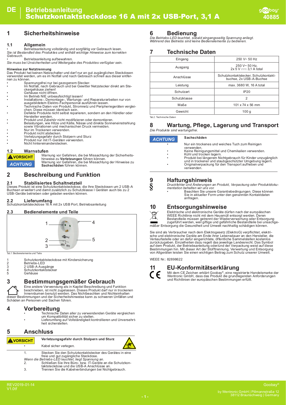 Goobay 40885 User manual