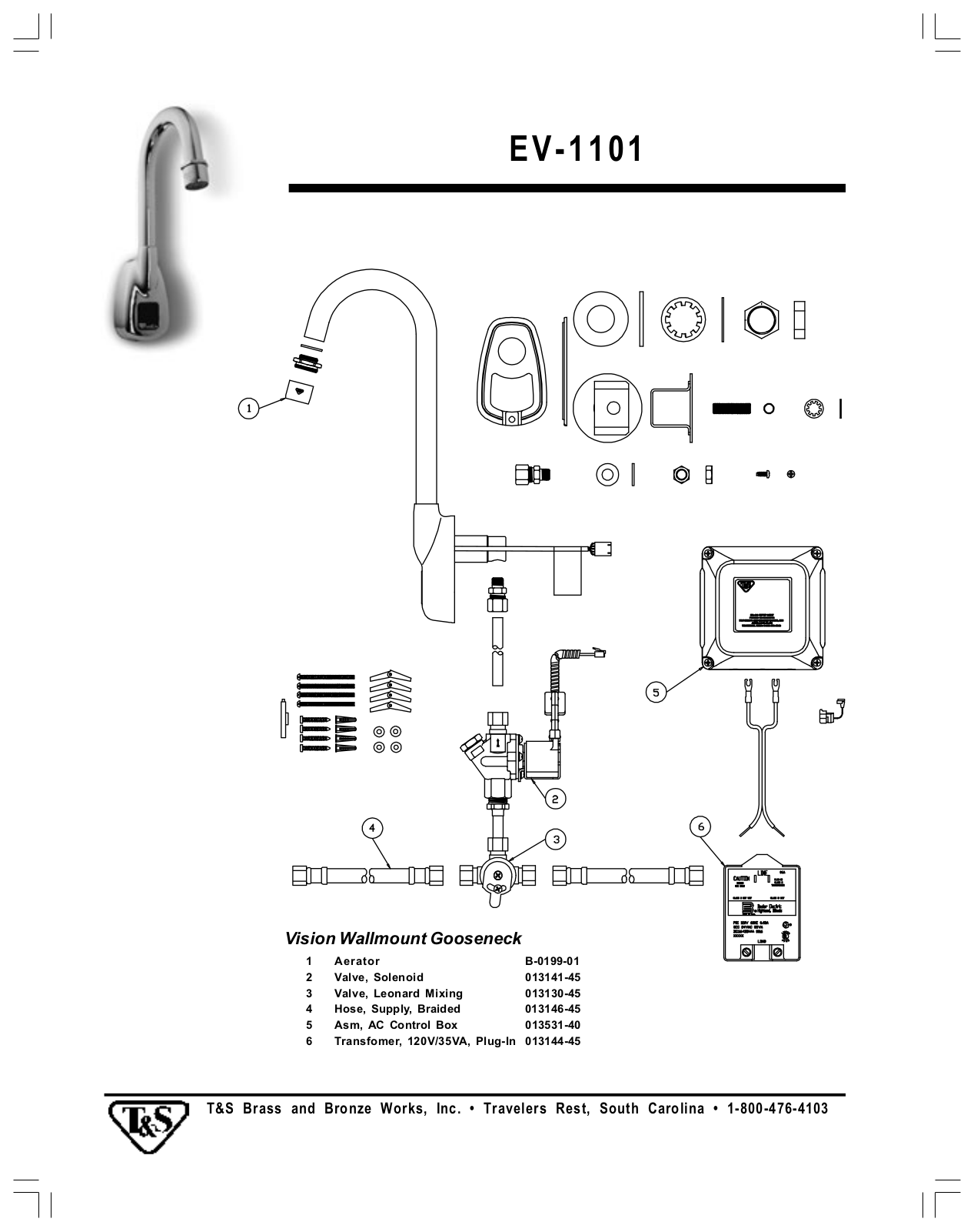 T&S Brass EV-1101 Parts List