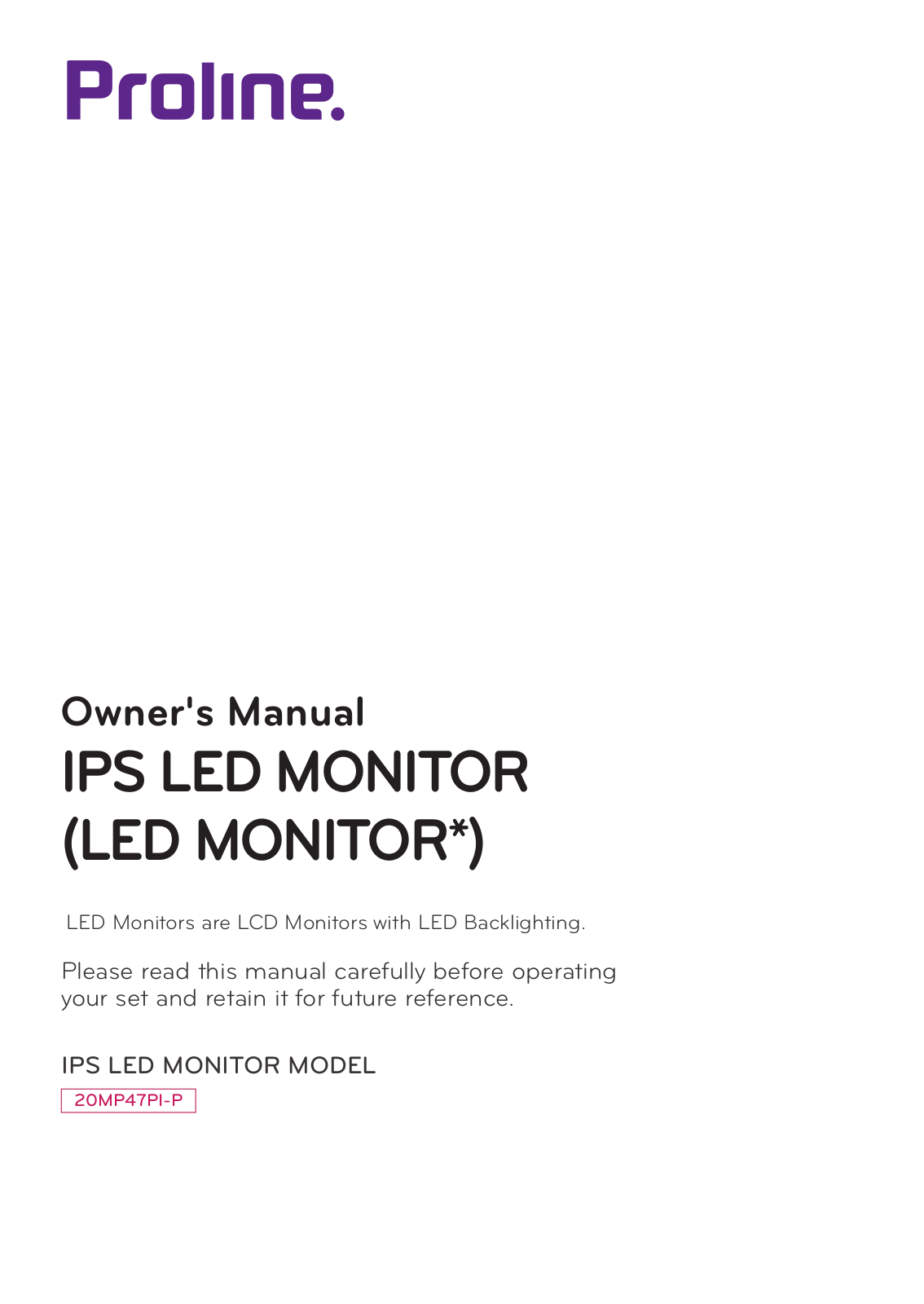 LG 20MP47PI-P Owner’s Manual