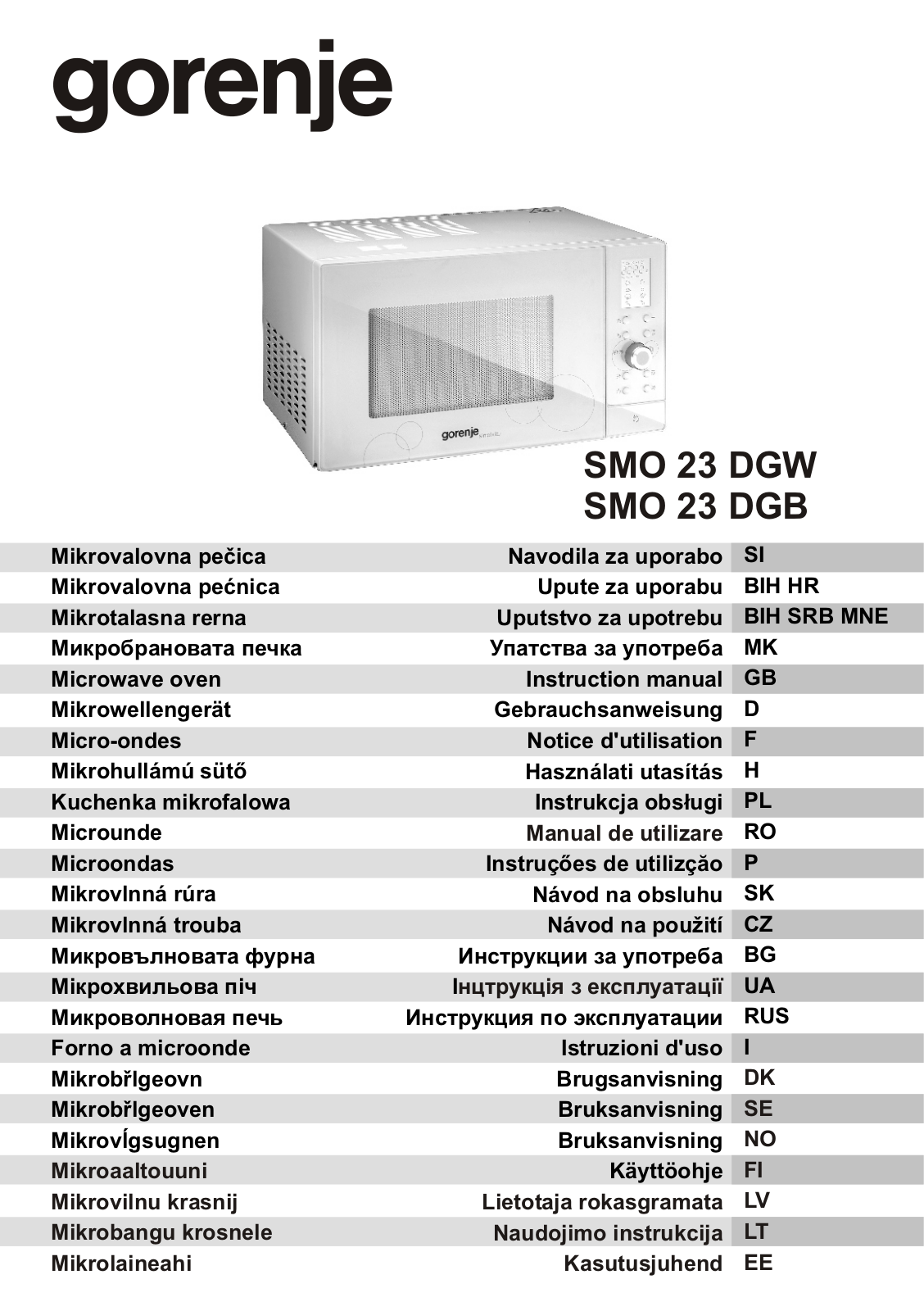 Gorenje SMO-23 DGW User Manual