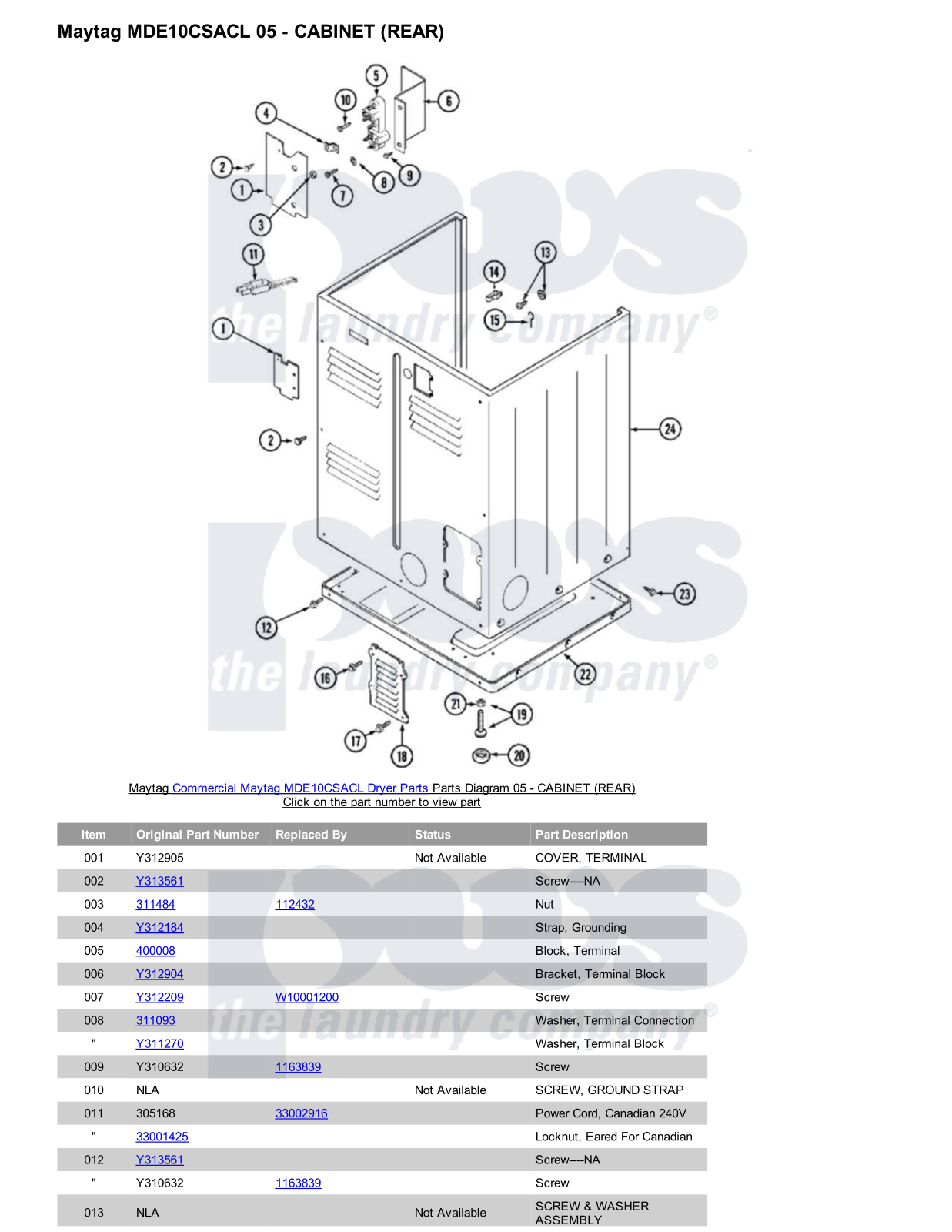 Maytag MDE10CSACL Parts Diagram