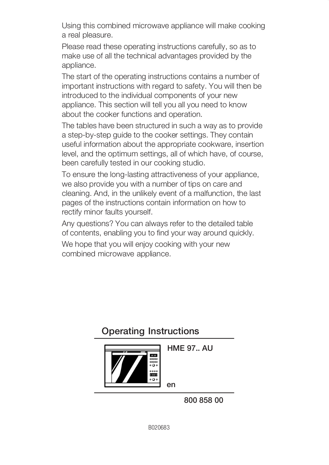 Siemens HME9751AU, HME9720AU, HME9750AU Operating instructions