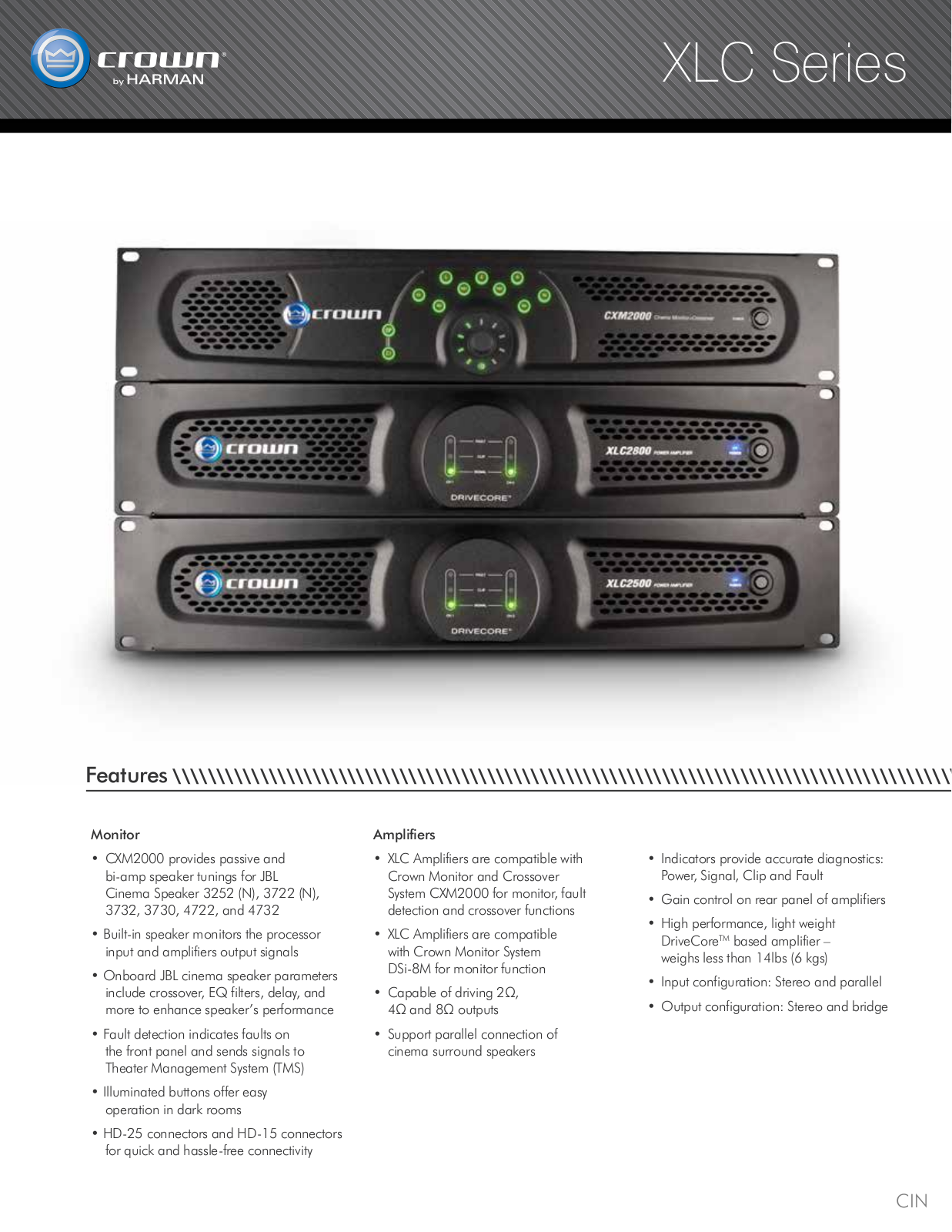 Crown XLC2500 Data Sheet