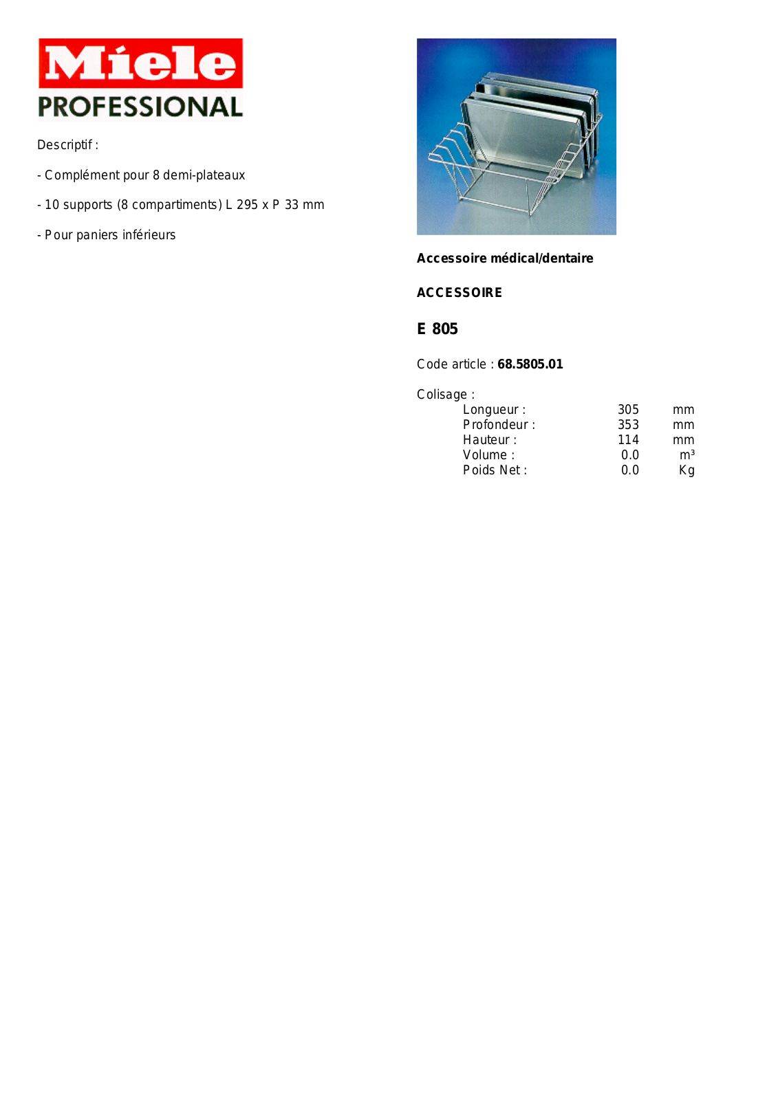 MIELE E 805 DESCRIPTIF User Manual - ManualMachine.com