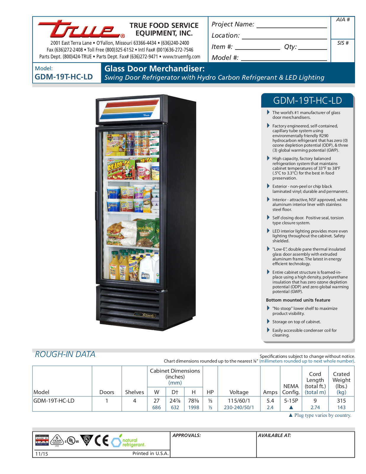 True GDM-19T-HC-LD User Manual