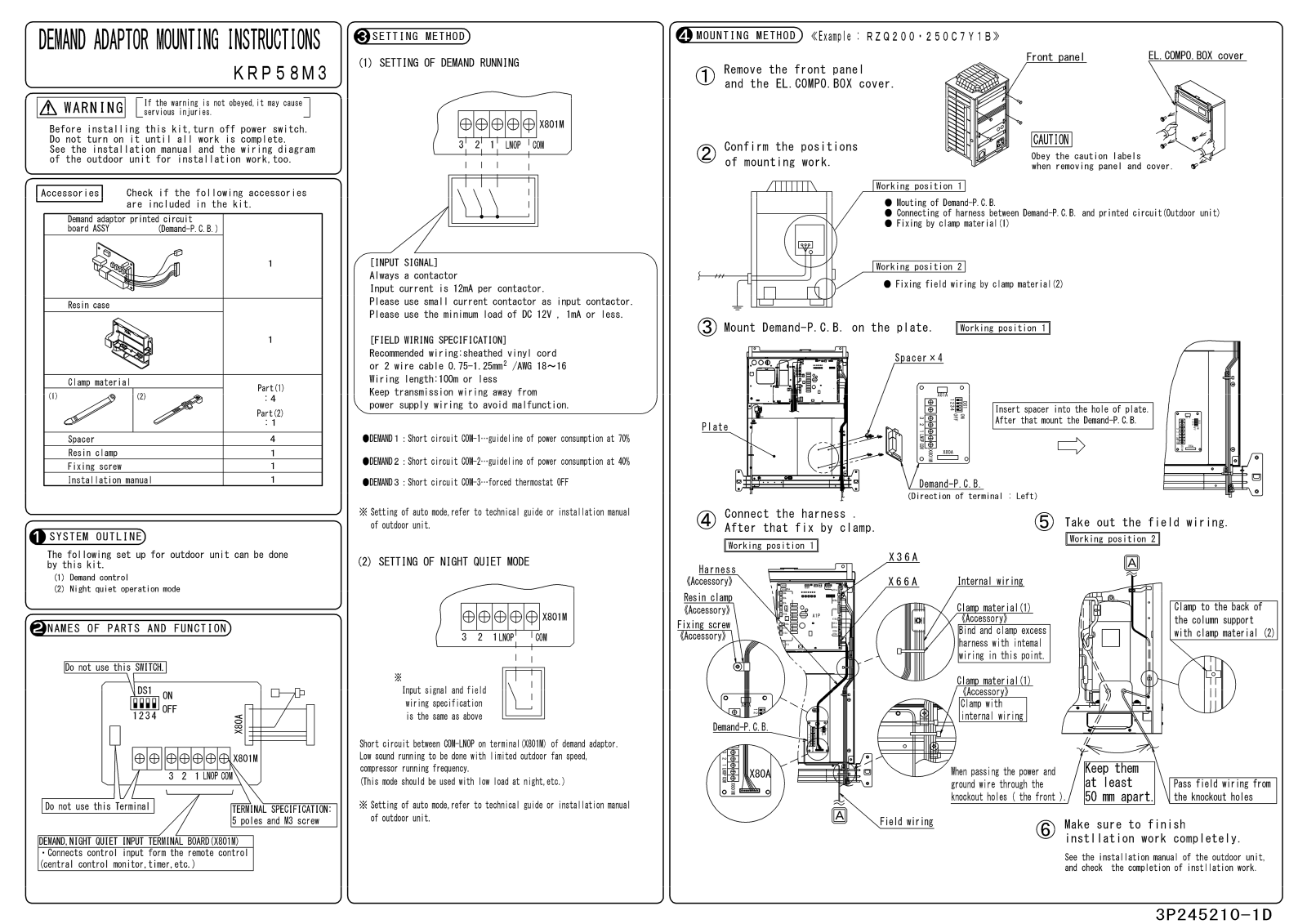 Daikin KRP58M3 Installation manuals