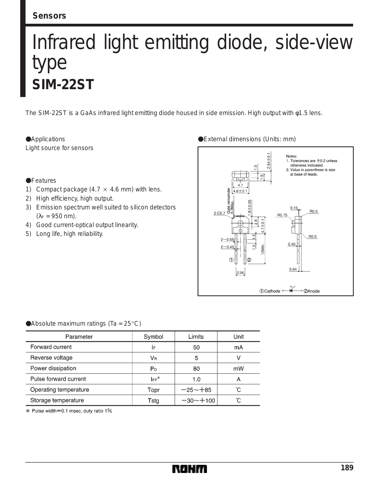 ROHM SIM-22ST Datasheet