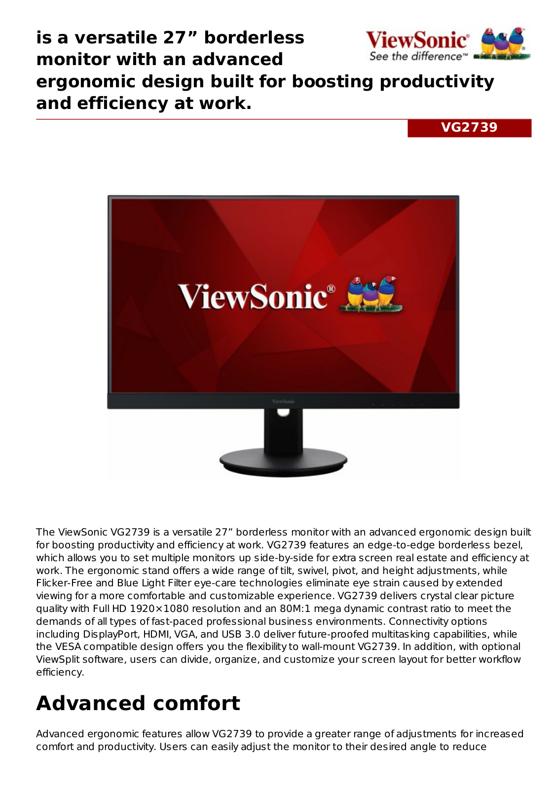 ViewSonic VG2739 User Manual