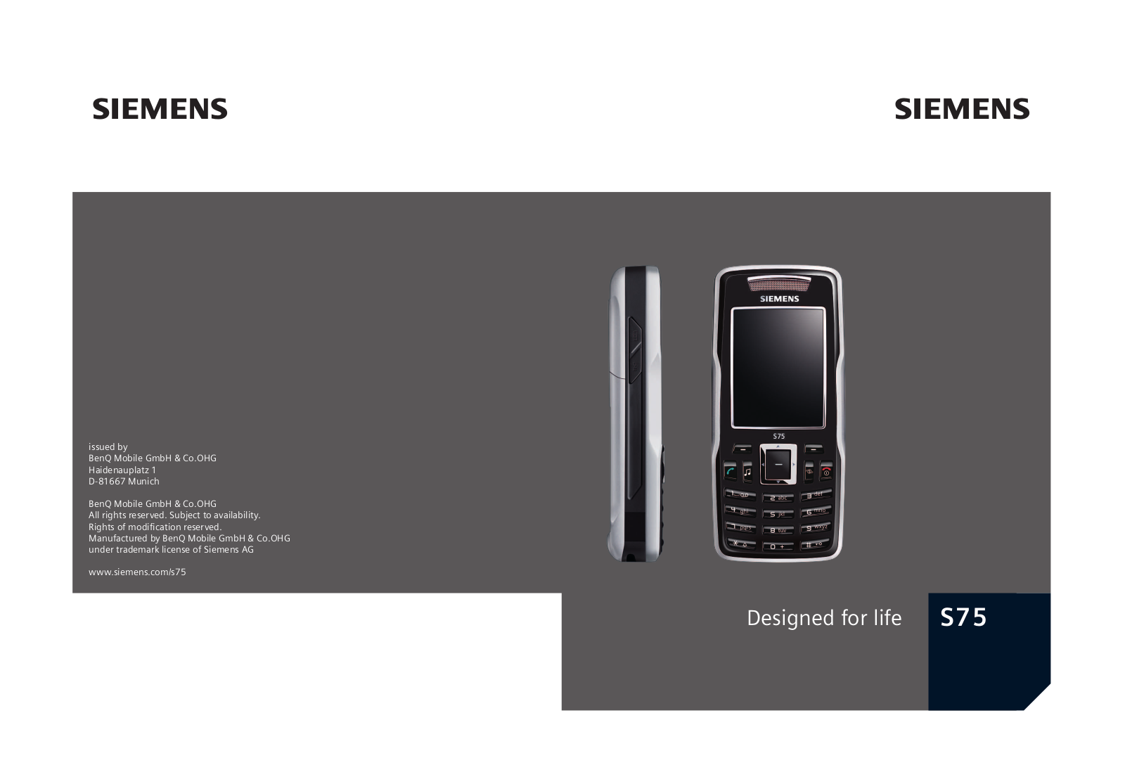 Siemens S75 User manual