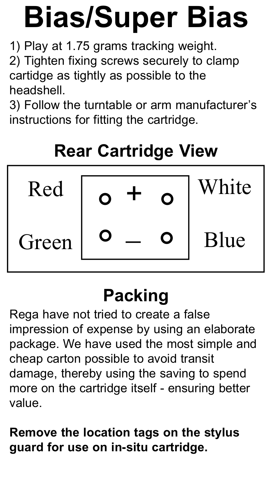 Rega Research Bais Owners manual