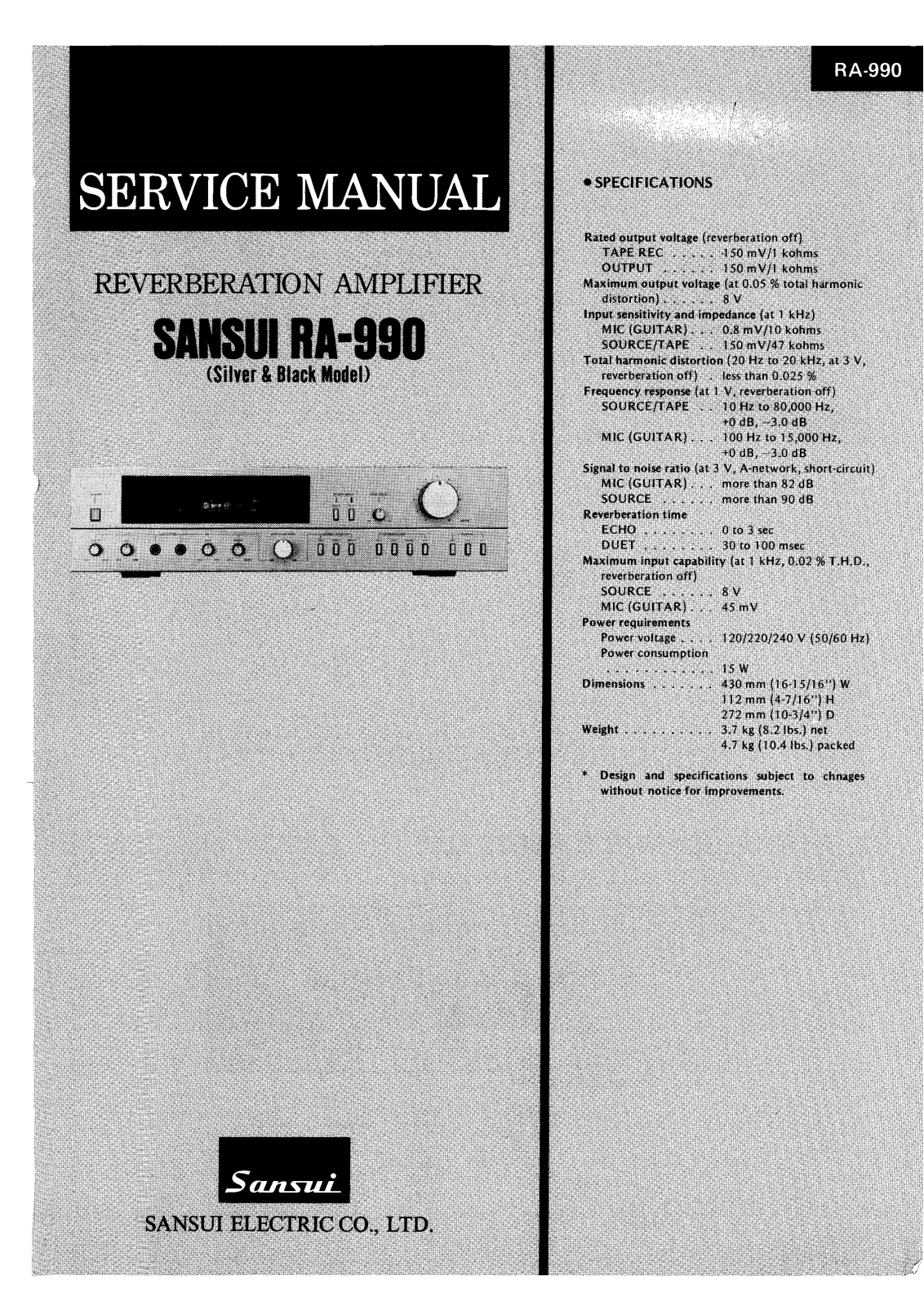 Sansui RA-990 Service Manual