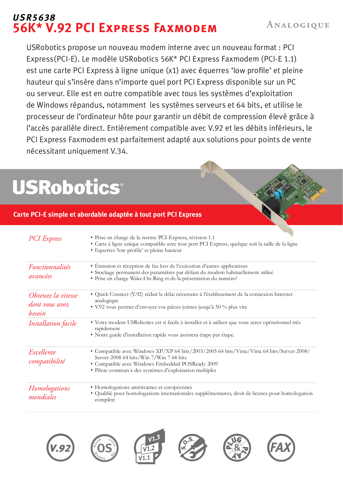 Us robotics USR5638 DATASHEET